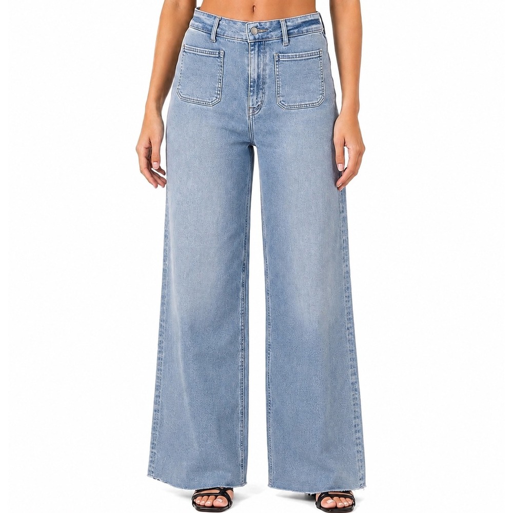 Mica Denim Wide Leg Crop Jeans Size‎ 32 Fits 12-14 Inseam 25" Stretch Pockets